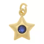 Charm de estrella con óxido de zirconio 11x9mm - Dorado - Azul oscuro x1