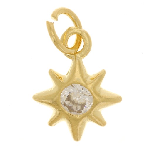 Charm Estrella del Norte con óxido de circonio 10x8 mm - Dorado con oro fino x1