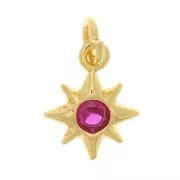 Charm Estrella del Norte con  óxido de zirconio 10x8 mm - Dorado - Fucsia x1