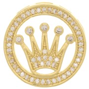 Cuenta pasante redondo de 19 mm óxido de zirconio para cordón de 10 mm -Dorado x1