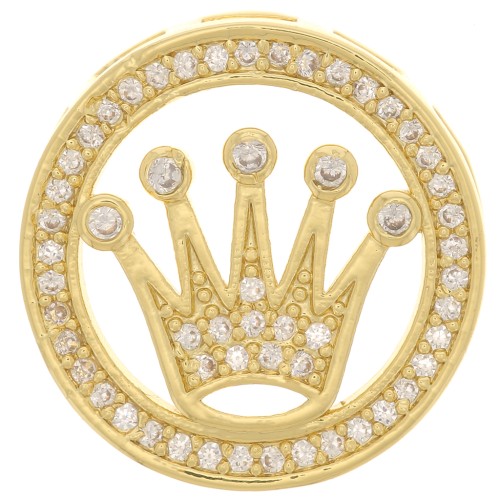 Cuenta pasante redondo de 19 mm óxido de zirconio para cordón de 10 mm -Dorado x1