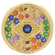Cuenta pasante redondo de 14 mm con  óxido de zirconio para encaje de 10 mm - Dorado - Multicolor|raw }}