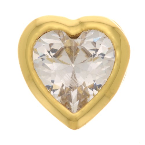 Colgante Corazón con óxido de zirconio de 7 mm - Dorado - Cristal x1