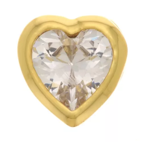 Colgante Corazón con óxido de zirconio de 7 mm - Dorado - Cristal x1