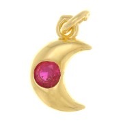 Charm de Luna con óxido de zirconio 10x6,5 mm - Dorado - Fucsia x1