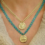 Colgante redondo irregular 21 mm con óxido de zirconio - signo zodiacal Aries - Dorado x1