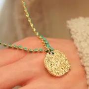 Colgante redondo irregular 21 mm con óxido de zirconio - signo zodiacal Aries - Dorado x1