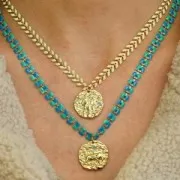 Colgante redondo irregular 22 mm con óxido de zirconio - signo zodiacal Capricornio - Dorado