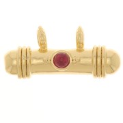 Colgante tubo étnico 9x19,5 mm con cabujón de vidrio - Dorado - Rojo x1|raw }}