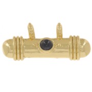 Colgante tubo étnico 9x19 mm con cabujón de vidrio - Dorado - Azul oscuro x1|raw }}