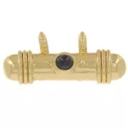 Colgante tubo étnico 9x19 mm con cabujón de vidrio - Dorado - Azul oscuro x1