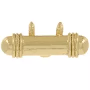 Colgante tubo étnico 9x19 mm con cabujón de vidrio - Dorado - Azul oscuro x1