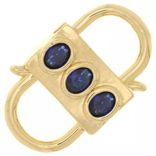 Cierre de diseño con doble apertura 23x14mm con circonitas - Dorado - Azul oscuro