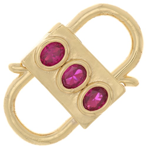 Cierre de diseño con doble apertura 23x14mm con óxido de zirconio - Dorado - Fucsia