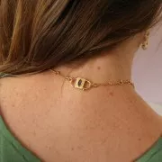 Cierre de clip de diseño con doble abertura 24x14 mm con  óxido de zirconio - Dorado - Fucsia