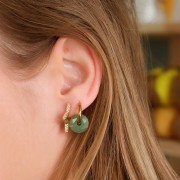 Ganchos Pendientes en forma de estrella con óxido de zirconio 19x21 mm - Dorado - Cristal x2