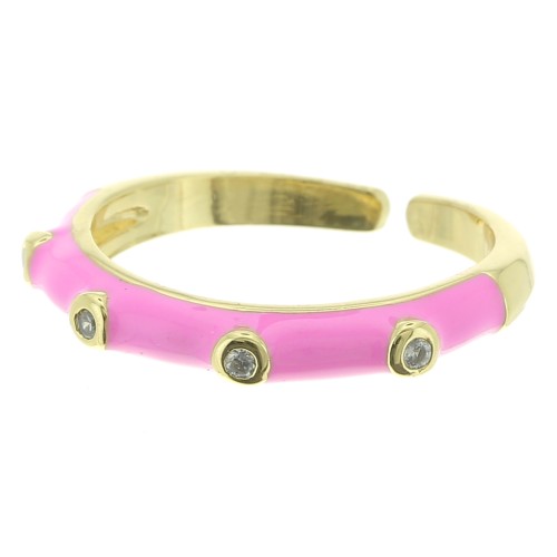 Anillo fino ajustable - resina epoxi y óxido de zirconio Dorado Rosa - Cristal x1