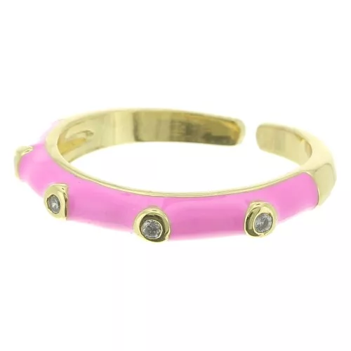 Anillo fino ajustable - resina epoxi y óxido de zirconio Dorado Rosa - Cristal x1