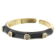 Anillo fino ajustable - resina epoxi y óxido de zirconio Dorado -Negro -Cristal x1|raw }}