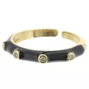 Anillo fino ajustable - resina epoxi y óxido de zirconio Dorado -Negro -Cristal x1