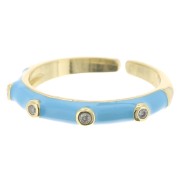 Anillo fino ajustable resina epoxi y óxido zirconio-Dorado -Azul claro -Cristal x1|raw }}