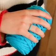 Anillo fino ajustable resina epoxi y óxido zirconio-Dorado -Azul claro -Cristal x1