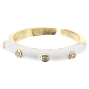 Anillo fino ajustable resina epoxi y óxido de zirconio Dorado -Blanco - Cristal x1|raw }}