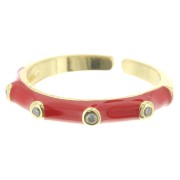 Anillo fino ajustable resina epoxi y óxido de zirconio Dorado - Rojo - Cristal x1|raw }}