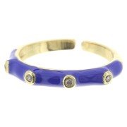 Anillo fino ajustable resina epoxi y óxido zirconio Dorado -Azul Real - Cristal x1|raw }}