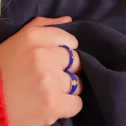 Anillo fino ajustable resina epoxi y óxido zirconio Dorado -Azul Real - Cristal x1