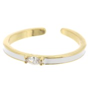 Anillo fino ajustable resina epoxi y óxido de zirco - Dorado - Blanco - Cristal x1|raw }}