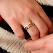 Anillo fino ajustable resina epoxi y óxido de zirco - Dorado - Blanco - Cristal x1