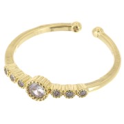 Anillo fino ajustable con óxido de zirconio - Dorado - Cristal x1|raw }}