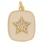 Colgante rectángulo de óxido de zirconio y resina epoxi con motivo de estrella 19x15 mm - Dorado - Nude