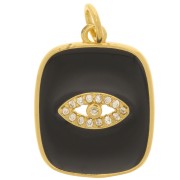 Colgante ojo rectangular de óxido de zirconio y resina epoxi 19x15 mm - Dorado - Negro