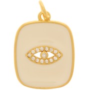 Colgante ojo rectangular de óxido de zirconio y resina epoxi 19x15 mm - Dorado - Nude|raw }}