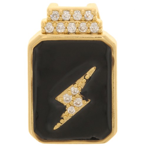 Colgante rayo de óxido de zirconio y resina epoxi 17x11 mm - Dorado - Negro