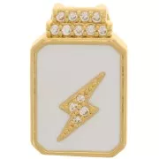 Colgante rayo de óxido de zirconio y resina epoxi 17x11mm - Dorado - Blanco
