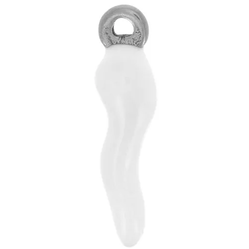 Charm de pimienta de resina epoxi de 17,5x4,5 mm - Acero inoxidable 304 - Blanco x1