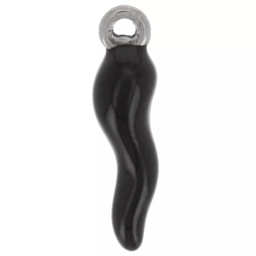 Charm de resina epoxi de 17,5x4,5 mm - Acero inoxidable 304 - Negro x1