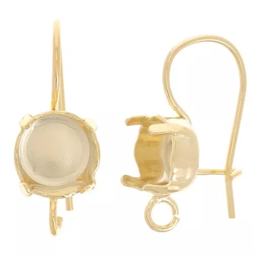 Ganchos de cabujón con anillo abierto 1028-1088 8 mm - Dorado oro fino x2