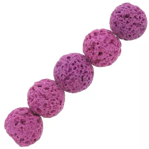 Cuentas redondas de piedra de lava de color de 8 mm - Rosa frambuesa x15