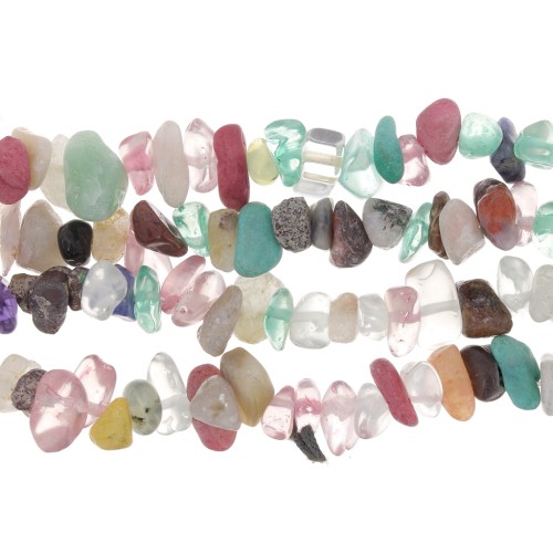 Mezcla de piedras preciosas e imitaciones de piedras 8 - 11 mm - Multicolor x80cm