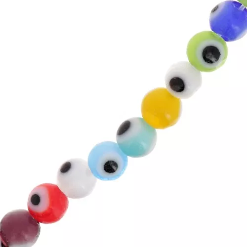 Cuentas de ojo redondo - Mal de ojo - Vidrio 4 mm - Multicolor x35cm