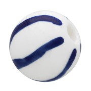 Cuentas redondas de cerámica 10 mm - rayas - Blanco - Azul x4|raw }}