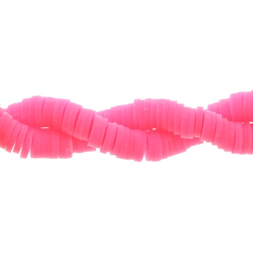 Abalorios de arcilla polimérica Heishi 6x1 mm - Rosa fluorescente x40cm