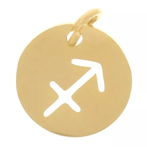Charm redondo - signo zodiacal Sagitario 12mm - Acero inoxidable 304 Dorado x1
