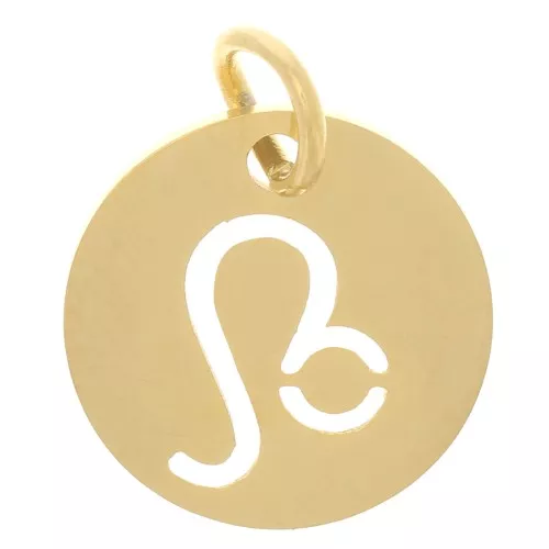 Charm redondo - Signo astrológico de Leo 12 mm - Acero inoxidable 304 dorado x1