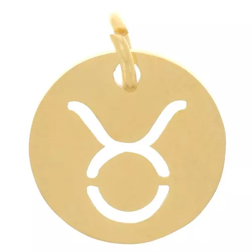 Charm redondo - Signo astrológico de Tauro 12 mm - Acero inoxidable dorado 304 x1