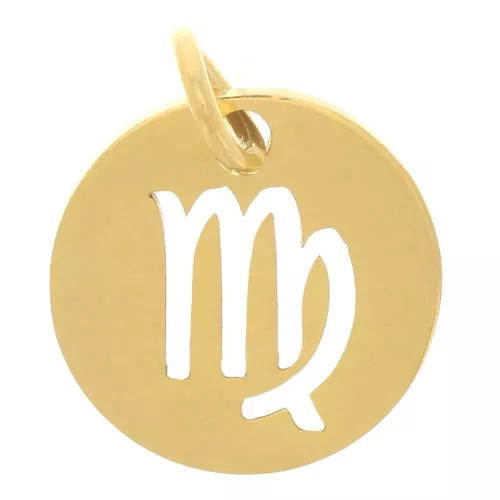 Colgante redondo - Signo astrológico de Virgo 12 mm - Acero inoxidable 304 dorado x1